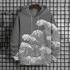Men's Ocean Wave Japanese Woodblock Print Casual Hoodie