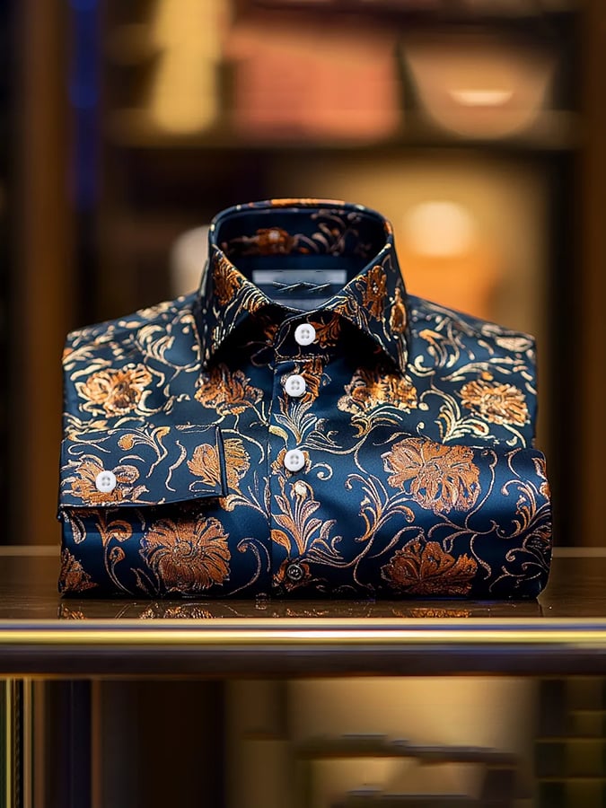 Men's Fashion Design Printed Long Sleeve Shirt