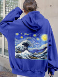 The Great Starry Wave Art Cozy Hoodie