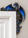 Fantasy Blue Dragon Door Corner Decor