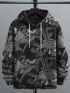 Men's Upstream Carp Japanese Lino Pattern Hoodie