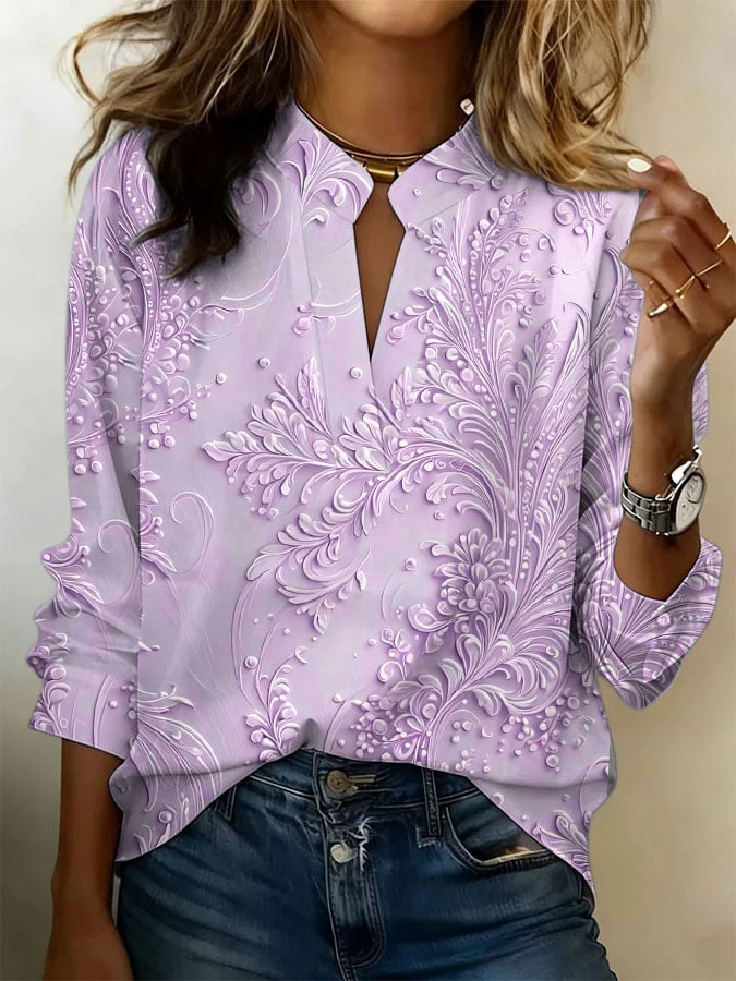 Women's Purple Floral Print Shirt
