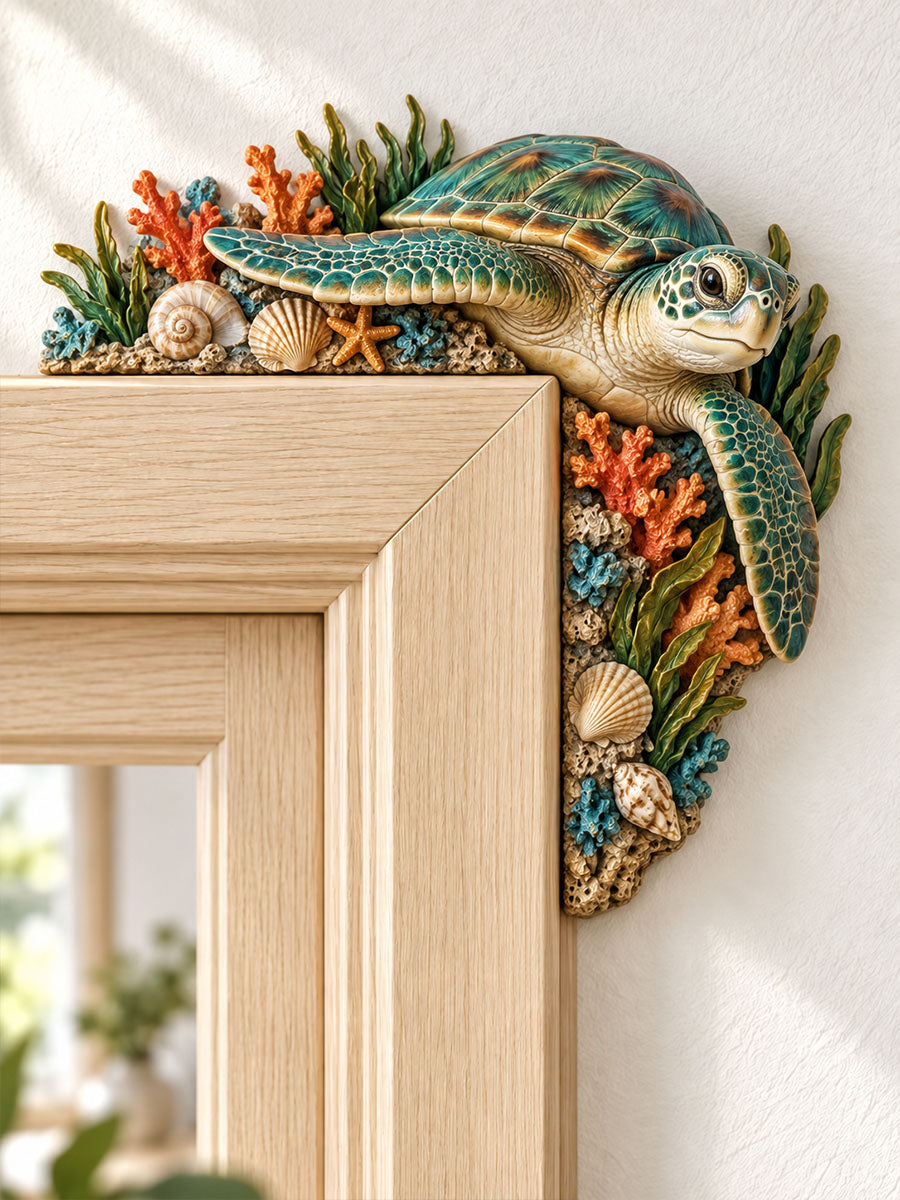 Sea Turtle Coral Garden Door Frame Corner Ornament