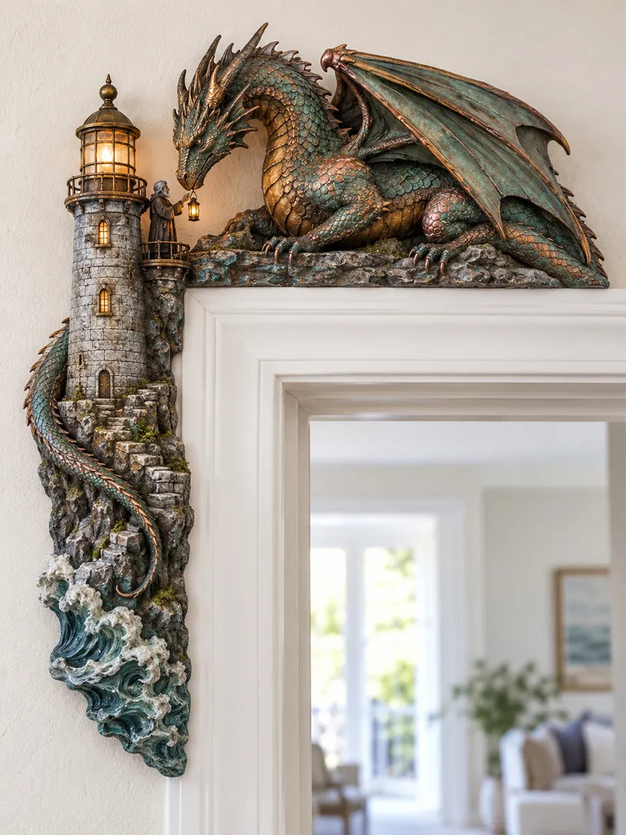 🐉 Majestic Dragon & Lighthouse Door Frame Corner Decor