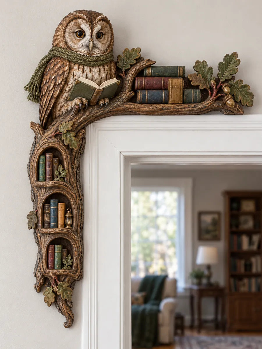 🦉Wise Owl Reading a Book Door Frame Corner Decor