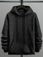 Men's Ocean Waves Japanese Sashiko Art Cozy Hoodie