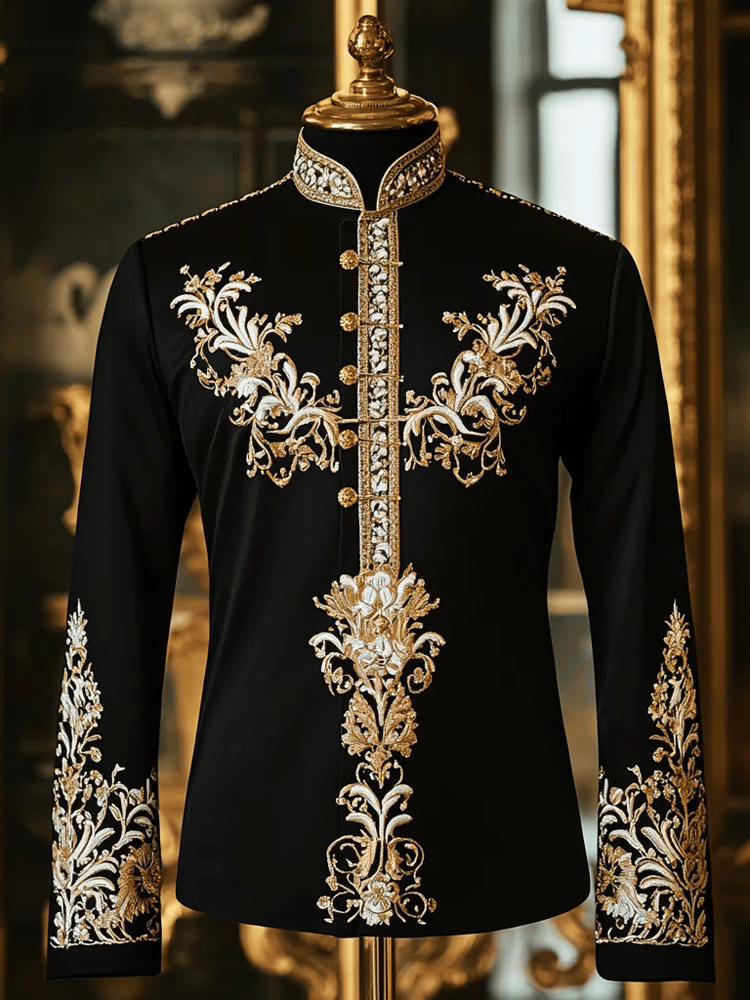 Men's Vintage Stand Collar Long Sleeve Shirt