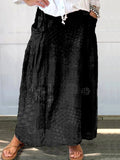 Japanese Traditional Sashiko Art Linen Blend Pocket Half Skirt