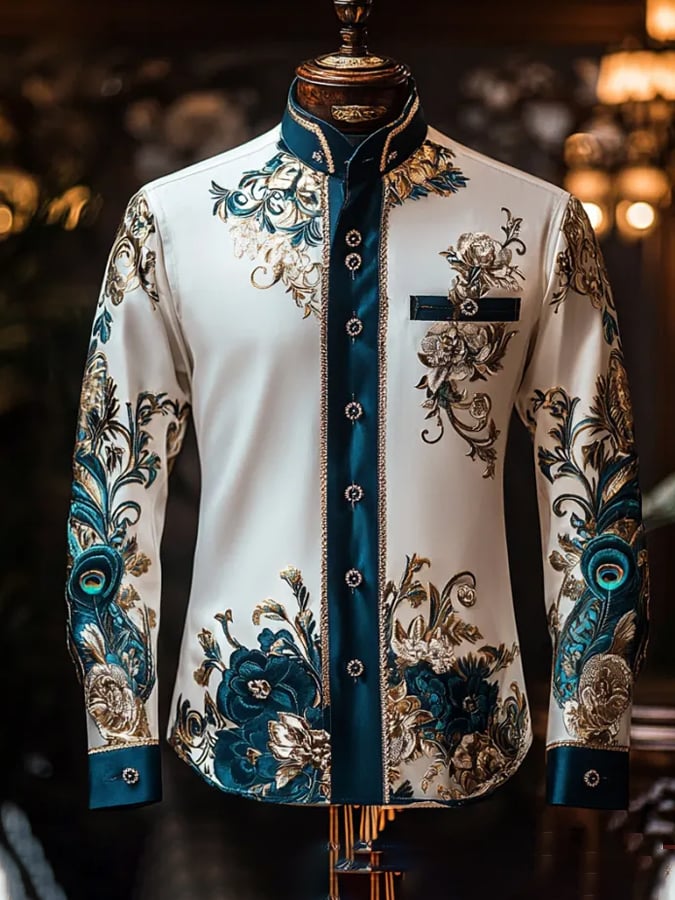Men's casual fashion printed pattern shirt