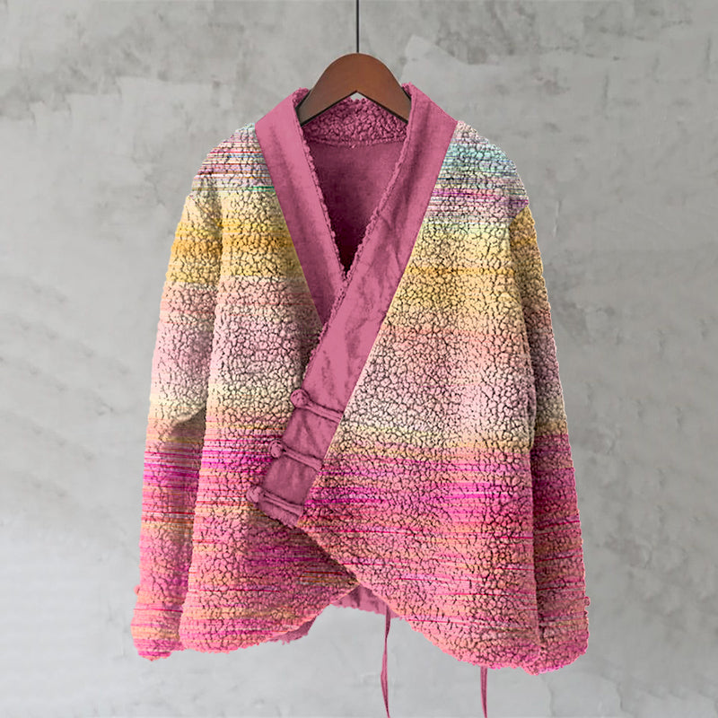 Vintage Pink Gradient Art Women's Kimono Cardigan
