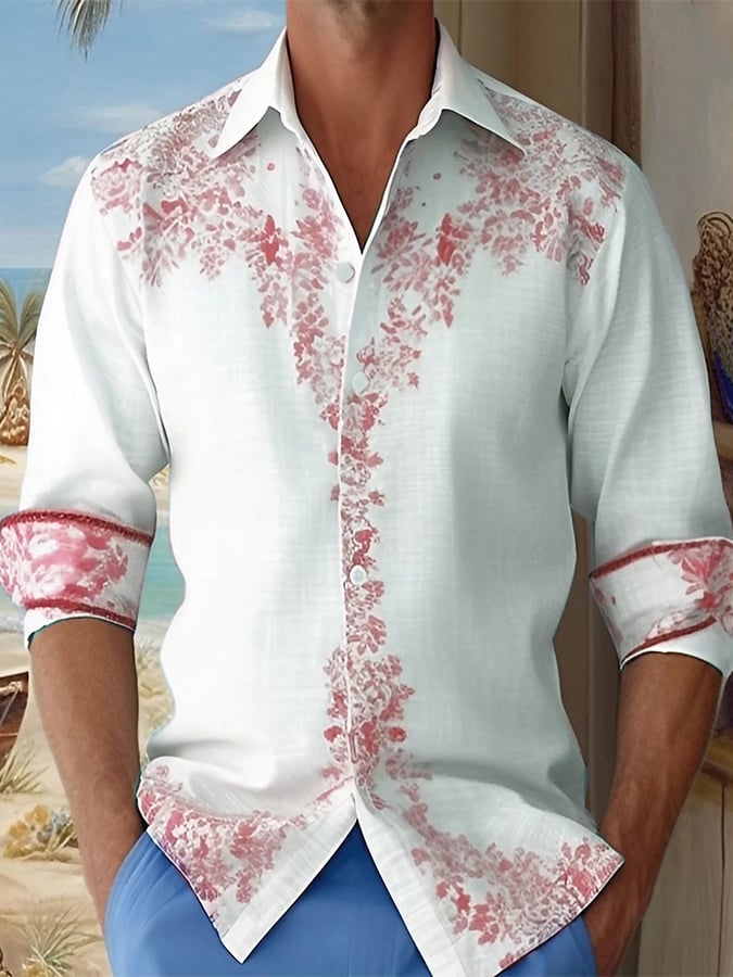 Printed Men'S Vacation Casual Long Sleeve Shirt