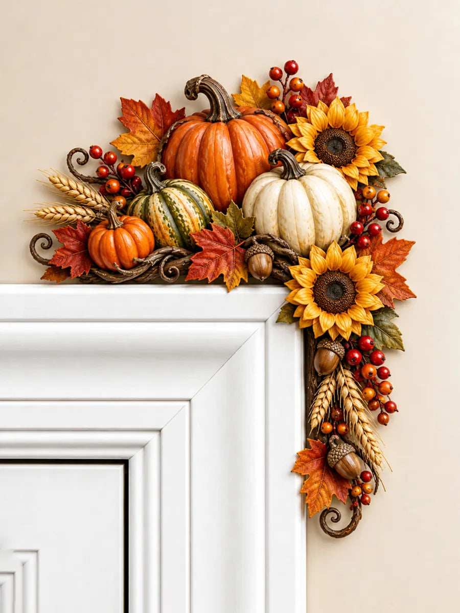Autumn Pumpkin Floral Door Frame Decor