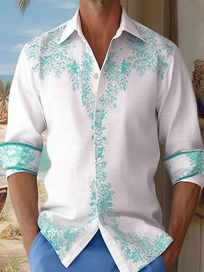 Printed Men'S Vacation Casual Long Sleeve Shirt