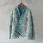 Japanese Wave Art Plush Kimono Cardigan