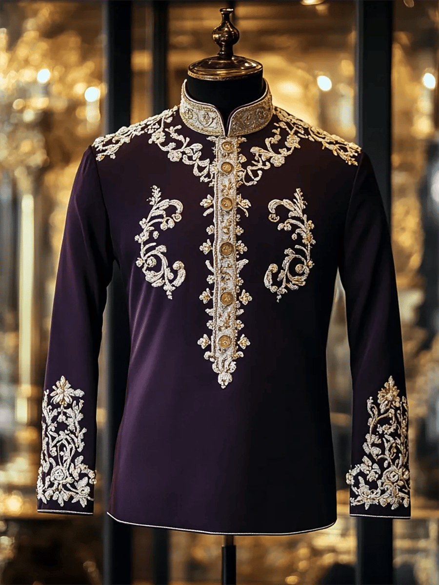 Men's Vintage Stand Collar Long Sleeve Shirt