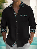 Men's Vintage Patchwork Pattern Long Sleeve Pocket Shirt