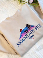 Japanese Mount Fuji Embroidered Crew Neck Sweatshirt