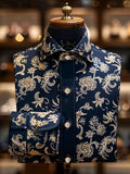 Men's Contrast Color Print Long Sleeve Shirt