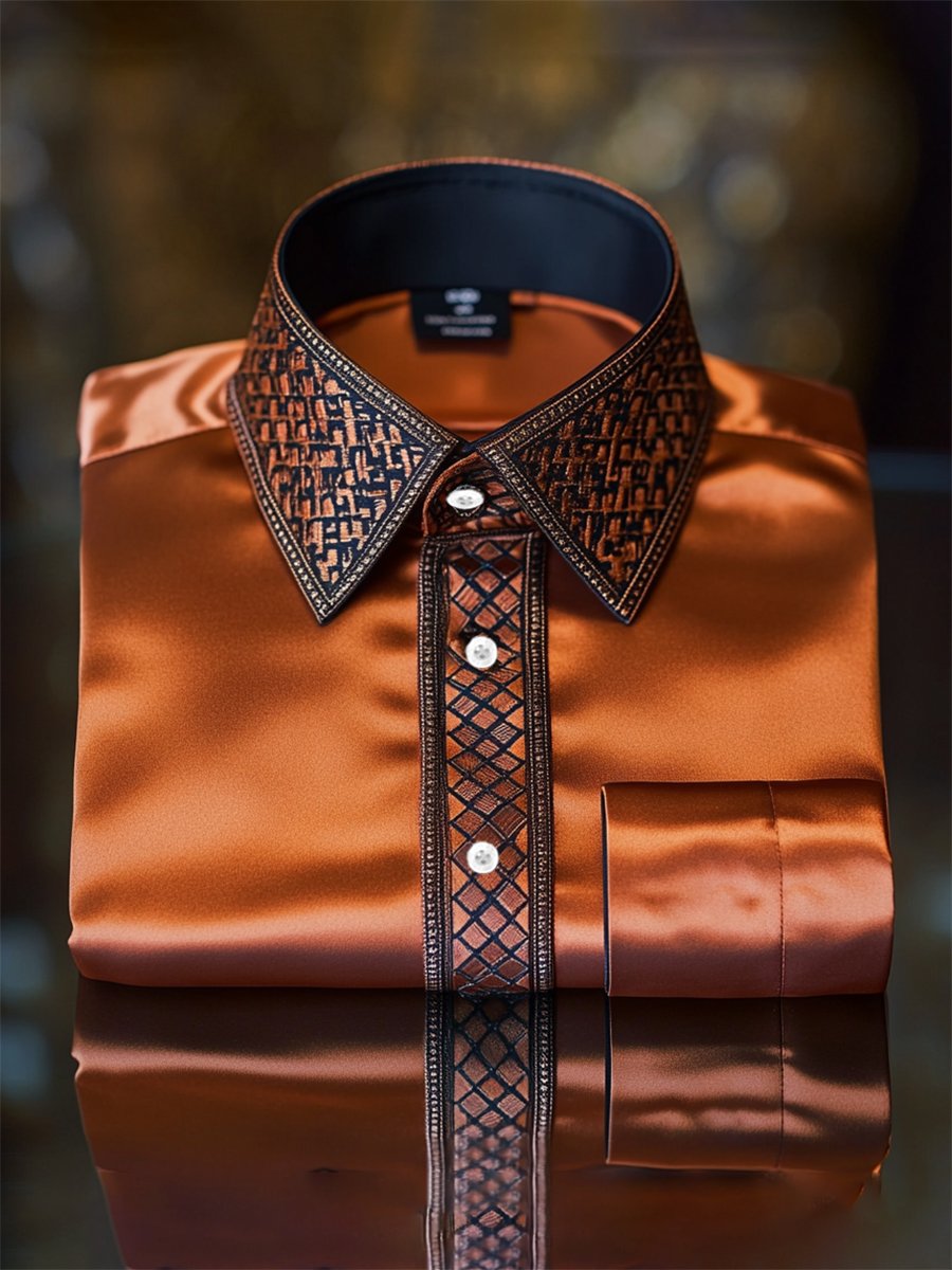 Men's Satin Luxury Business Long Sleeve Shirt
