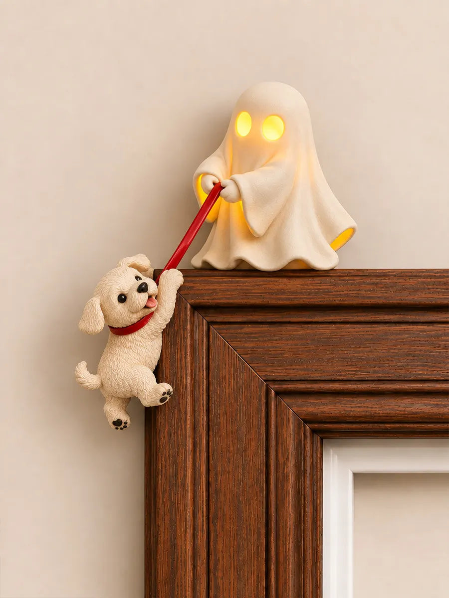 👻 Funny Ghost & Puppy Door Topper – Cute Halloween Hanging Decor