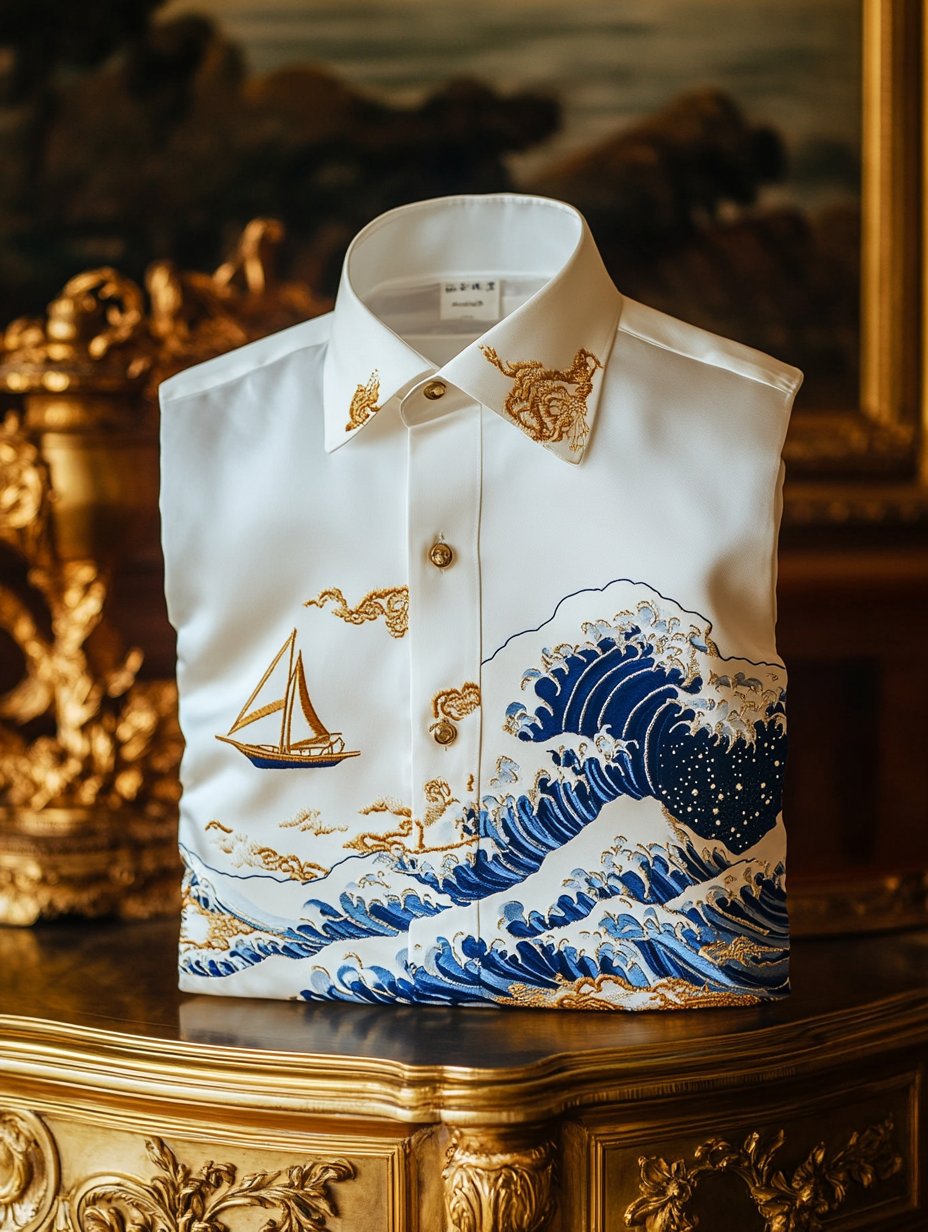 Men's satin Long Sleeve Shirt