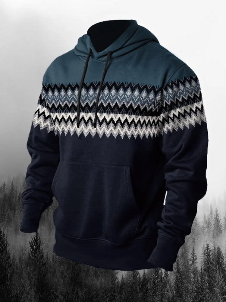 Men's Outdoor Vintage Print Hoodie