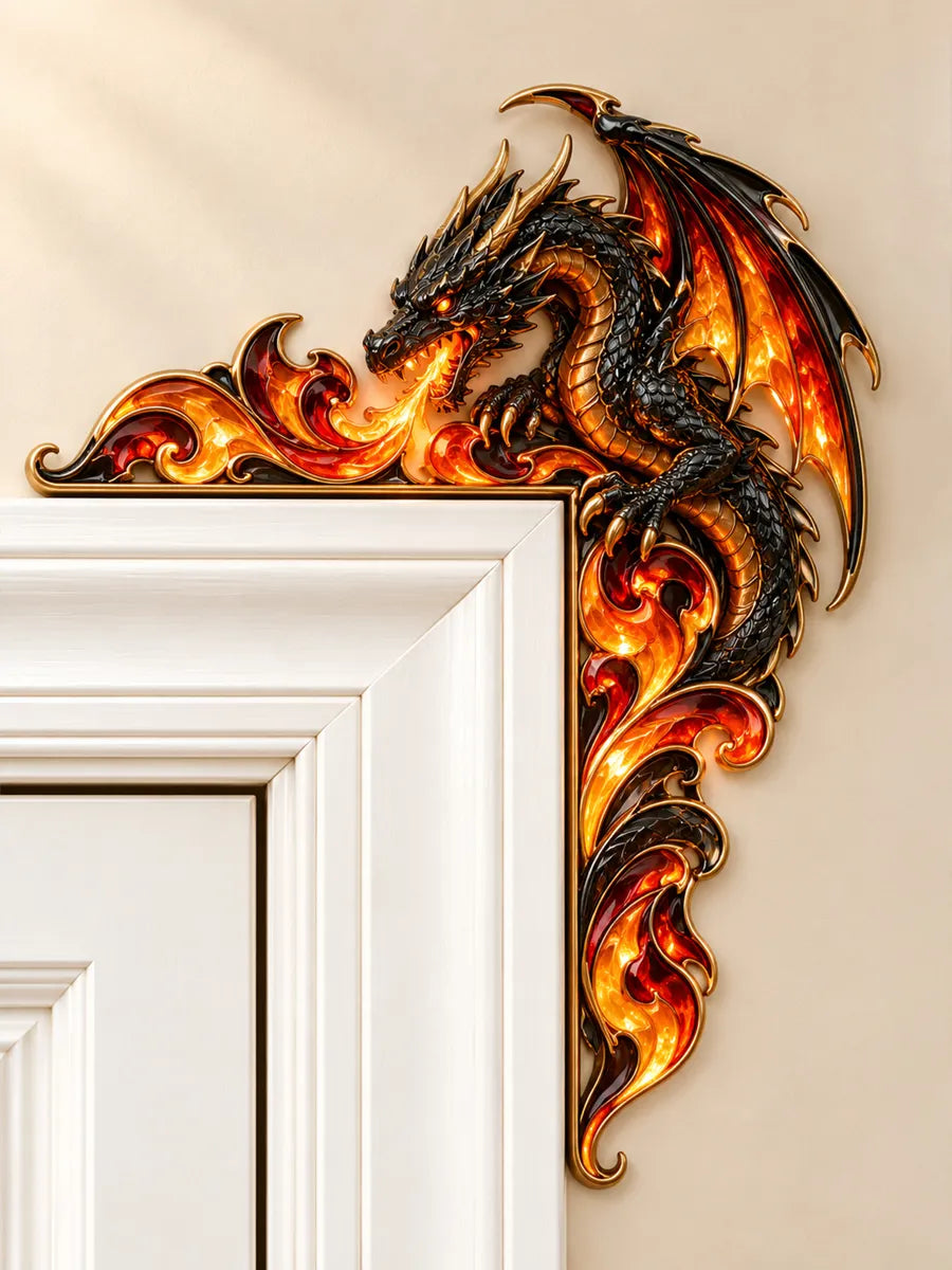 Fire Dragon Art Door Corner Decor
