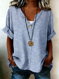 Women's Retro Striped Button-Down Casual Shirt