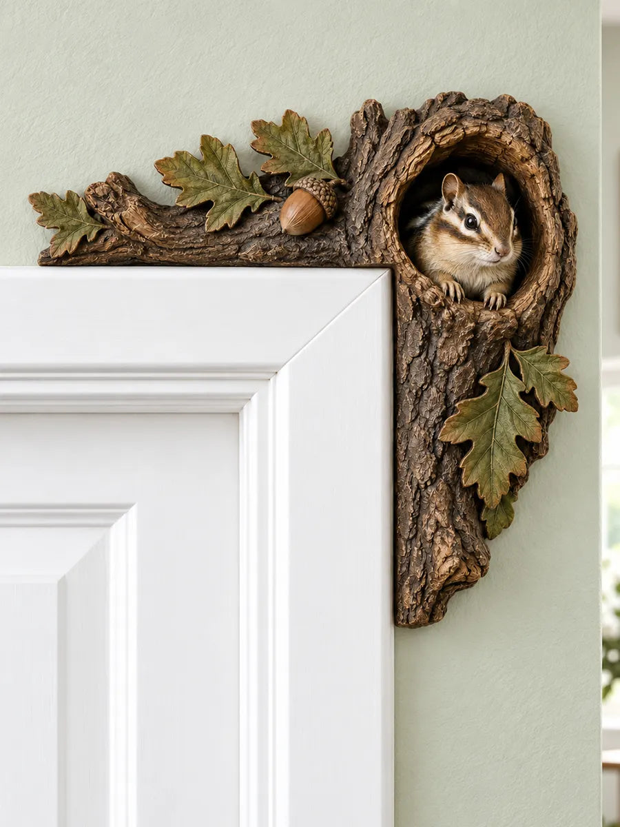 ✨ Rustic Woodland Chipmunk Door Corner Decor