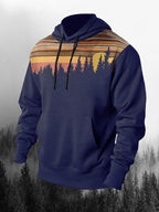 Men's Outdoor Forest Silhouette Print Hoodie