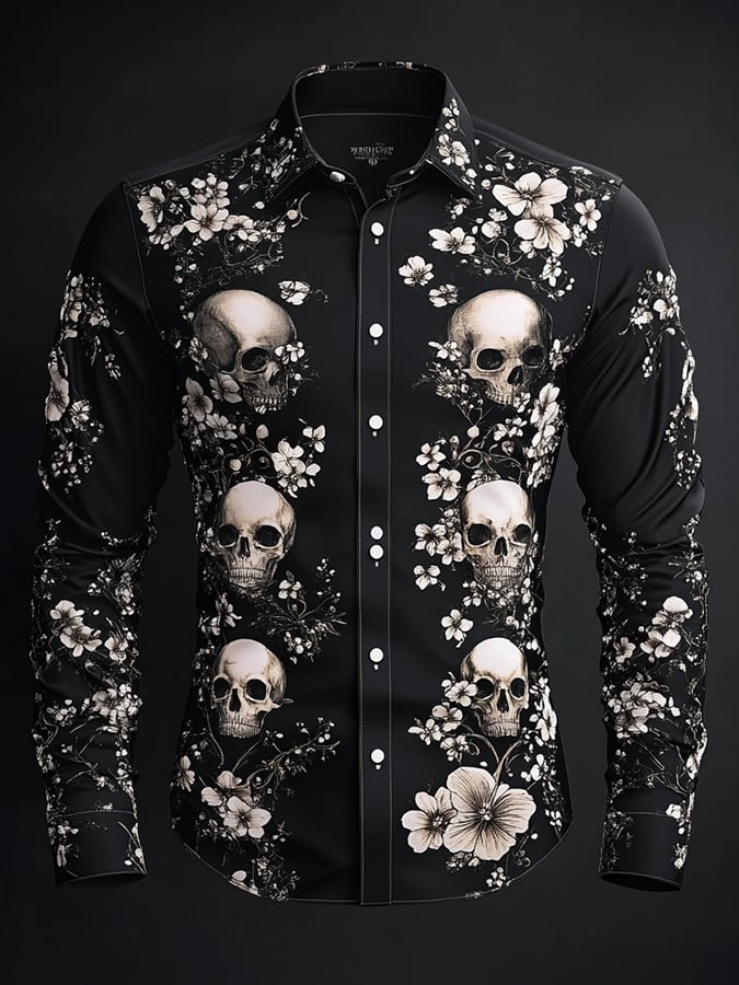 Men's Vintage Art Skull Shirt