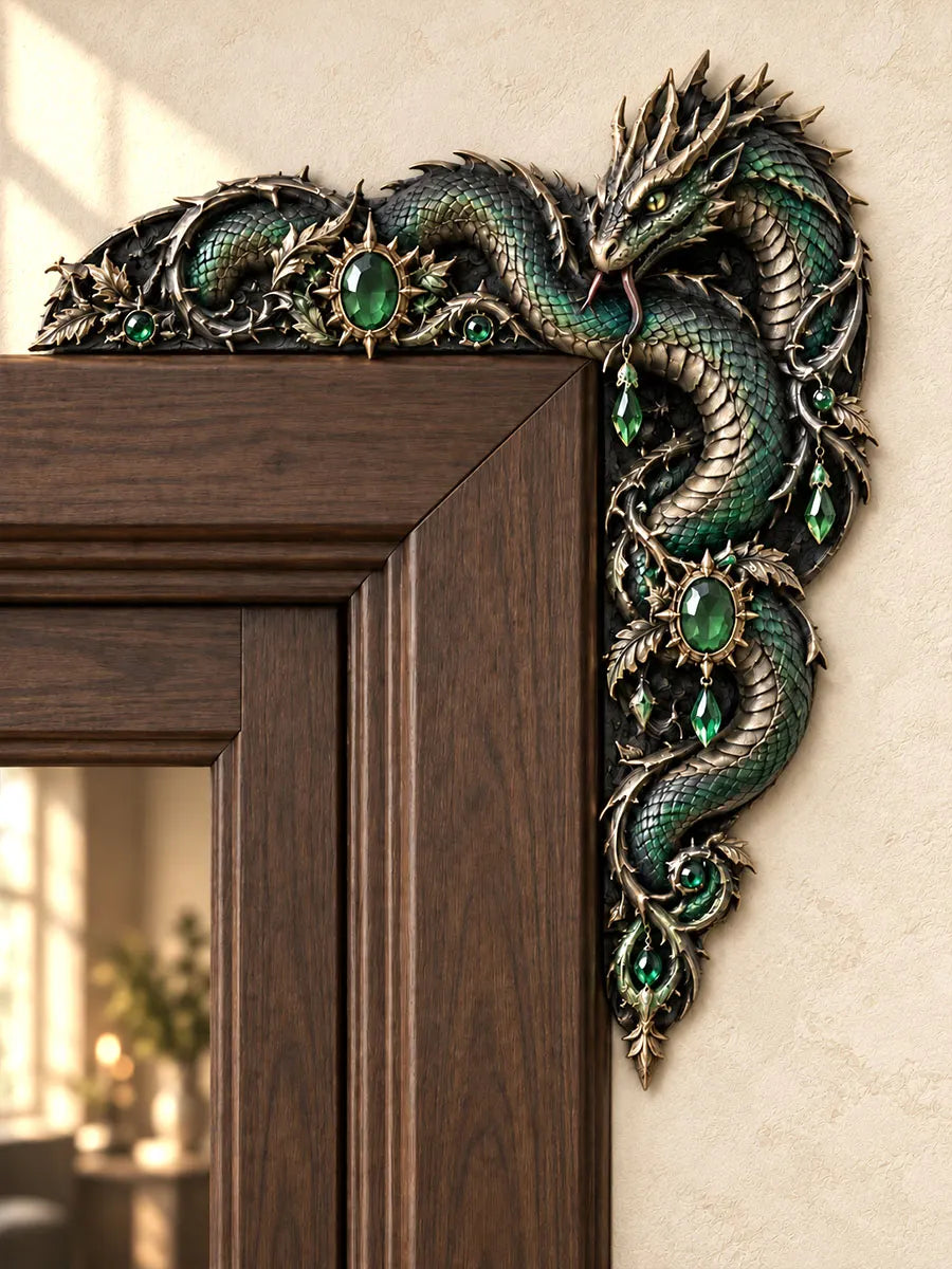 Emerald Green Serpent Dragon Door Frame Corner Decor