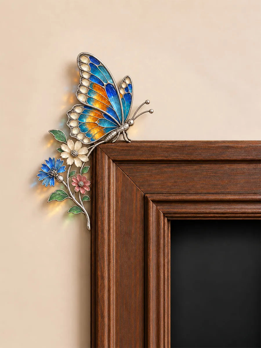 Colorful Butterfly & Wildflowers Door Frame Corner Decor