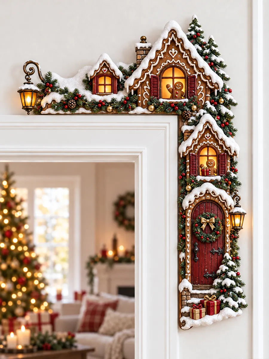 Festive Gingerbread House Door Corner Decor