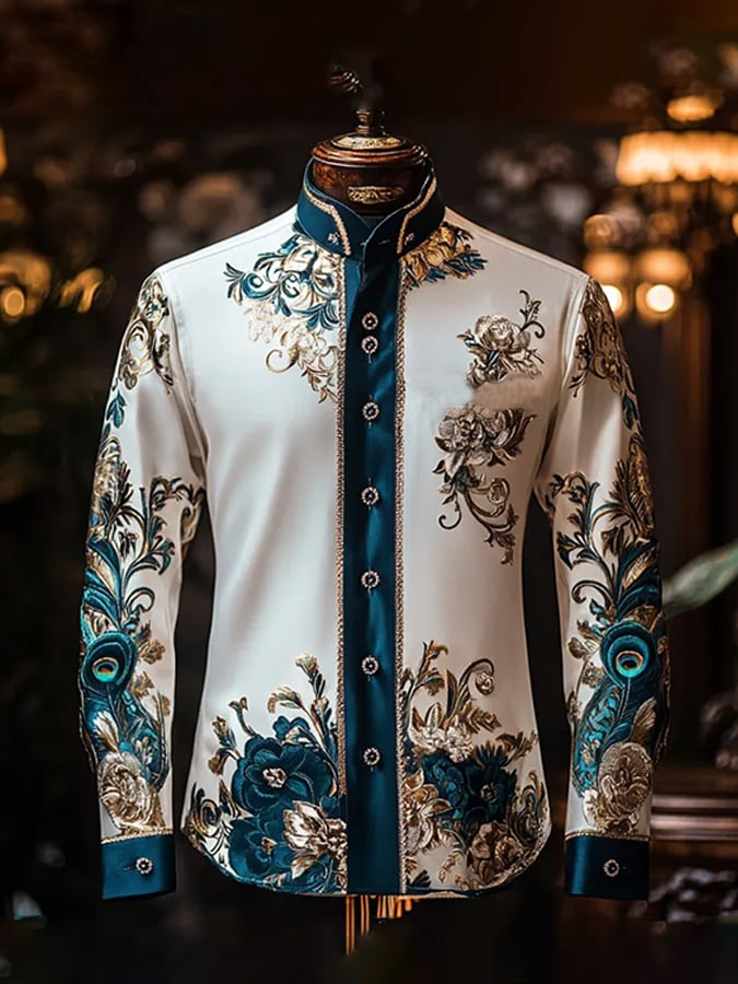 Men's Ethnic Pattern Lapel Shirt