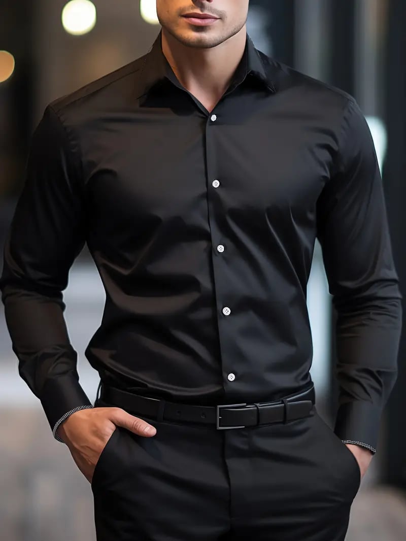 Men's Business Casual Striped Long Sleeve Shirt