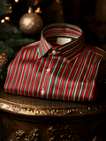 Men's Luxury Silk Business Striped Long Sleeve Shirt