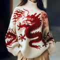 Women's Dragon Art High Neck Cozy Sweater