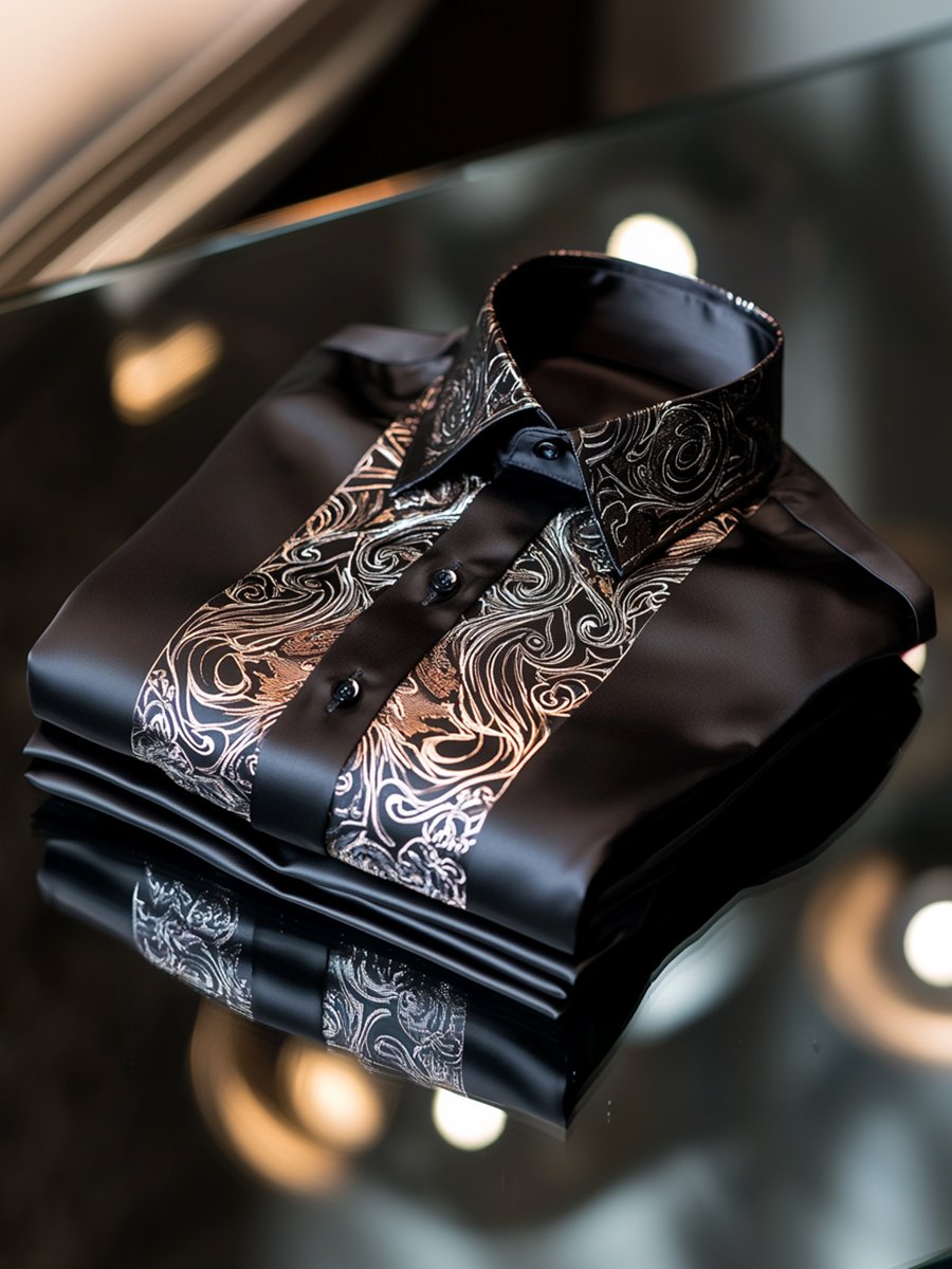 Men's Satin Long Sleeve Shirt