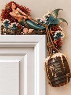 🌴 Mermaid with Hanging Beer Barrel Aloha Tropical Door Frame Decor