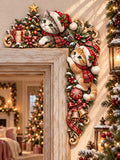 Christmas Cat Wooden Door Corner Decor