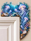 Glowing Jellyfish and Coral Reef Ocean Door Corner Decor 🐚