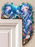 Glowing Jellyfish and Coral Reef Ocean Door Corner Decor 🐚
