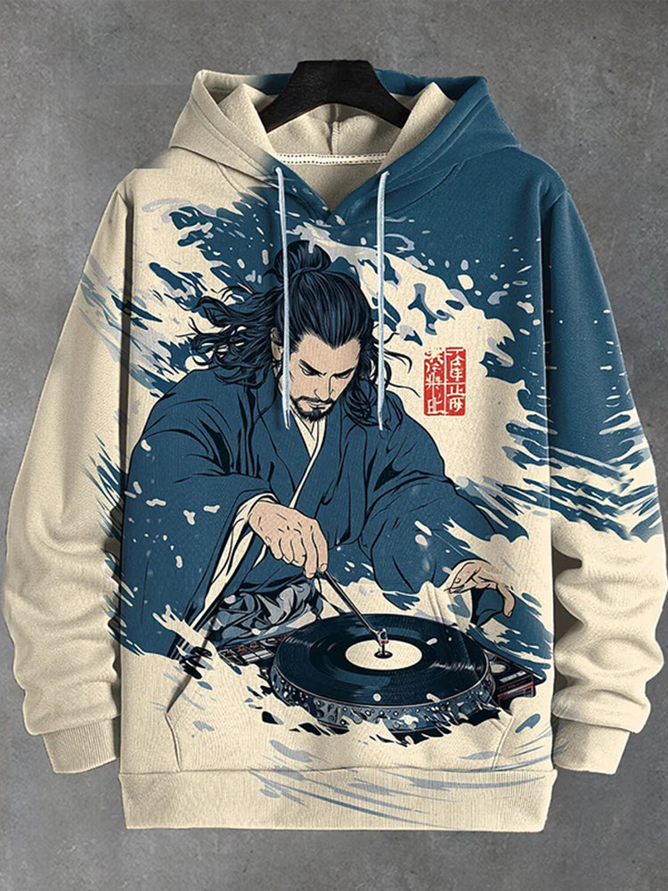 Men's Japan Samurai Playing Music Art Hoodie