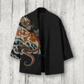 Men's Dragon And Tiger Art Linen Blend Kimono Cardigan