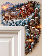 🎅 North Pole Santa Claus Sleigh and Reindeer Door Corner Decor 🎄