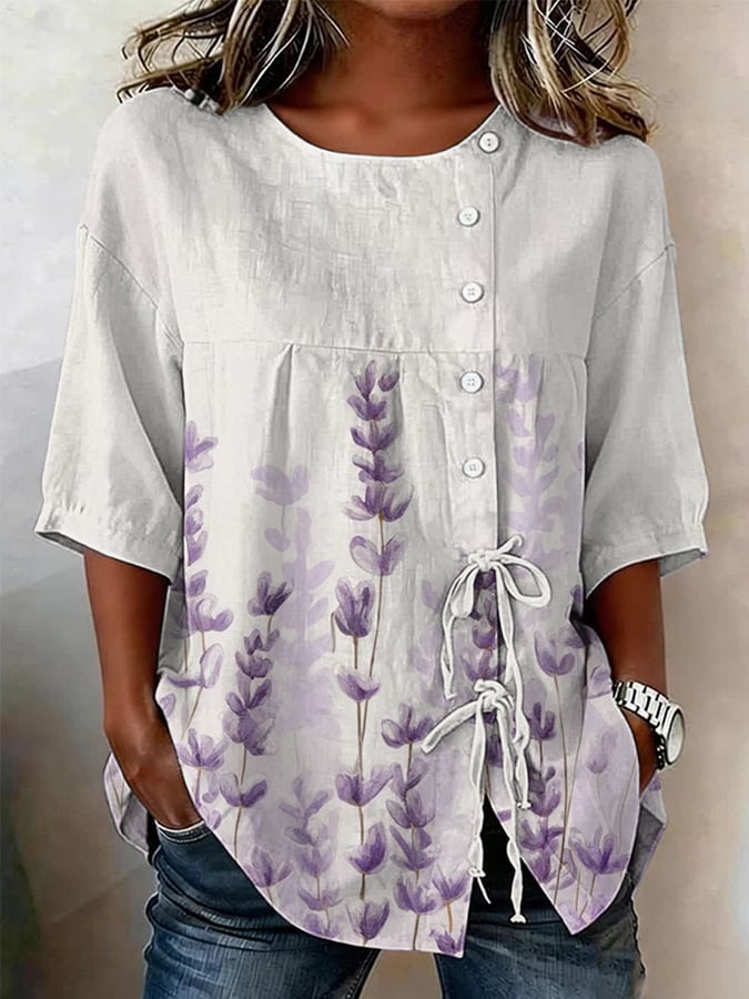 Women's Faith Floral Print Half Sleeve Casual Blouse