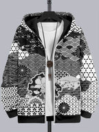 Men's Vintage Japanese Art Comfy Full Zip Hoodie