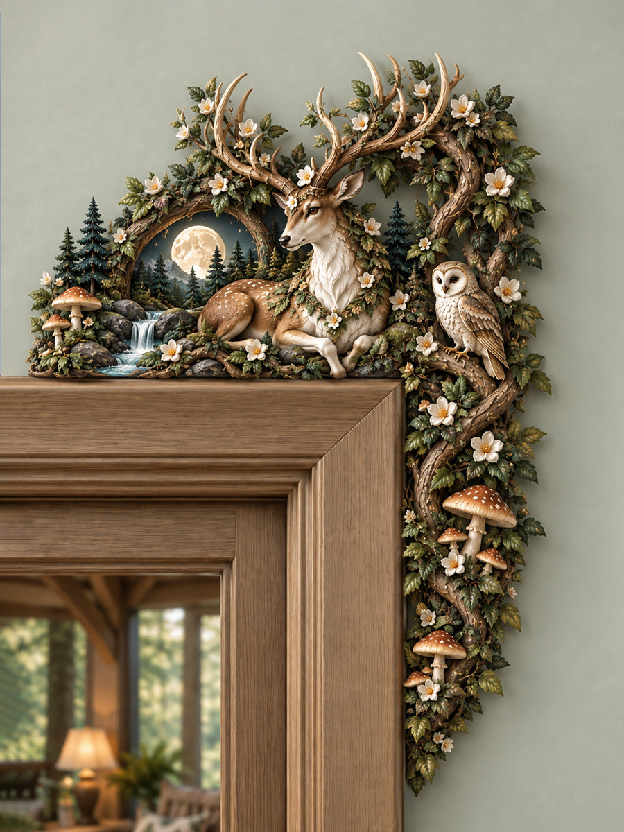 🦌 Enchanted Deer & Owl Door Frame Topper