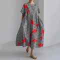 Japanese Goldfish Art Print Loose Short Sleeve Midi Dress